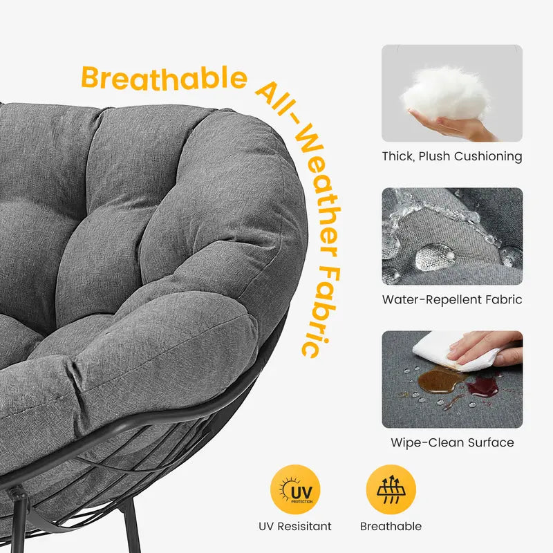 NestRock — Oversized Egg Rocking Chair with 5.5" Thick Cushion (Holds 450lbs)