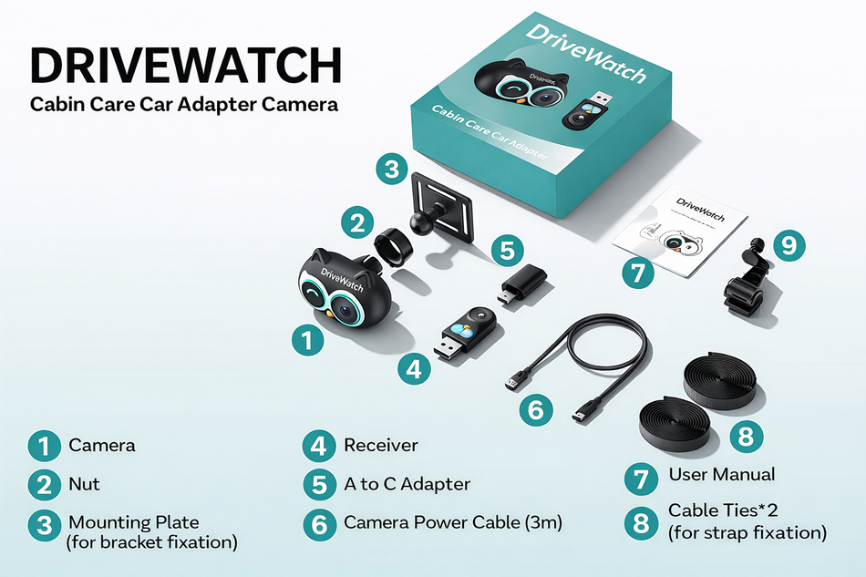 DriveWatch™ BabyView – Wireless Baby Car Monitor with CarPlay (1080P HD)
