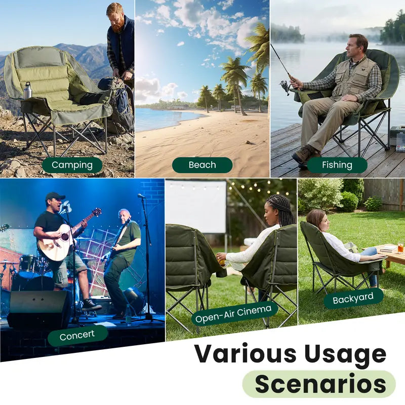 TrailThrone — Oversized Padded Folding Lounge Chair with Carry Bag