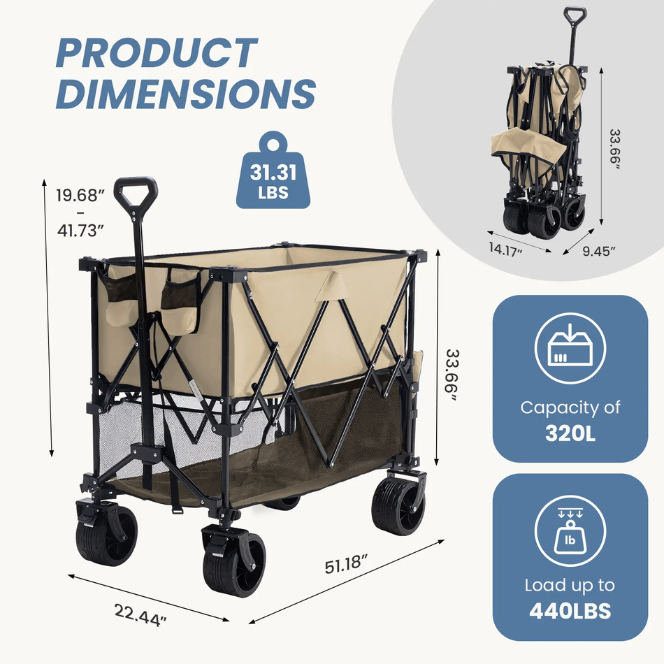 CarryForge™ Large Capacity Double Deck Folding Wagon