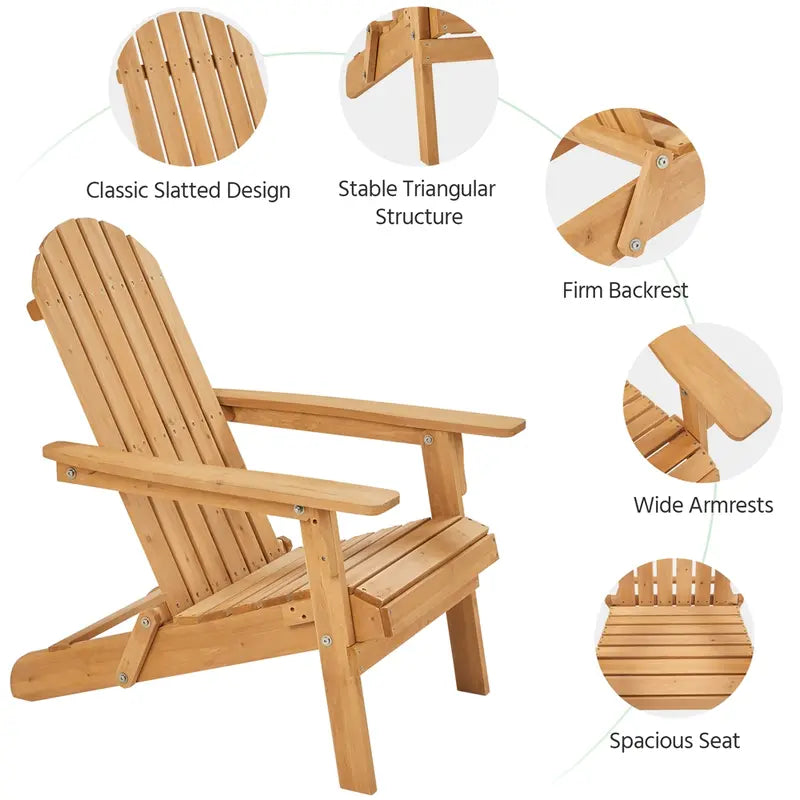 TimberSeat — Set of 2 Solid Wood Folding Adirondack Chairs (Weather-Resistant, 300lb Capacity)
