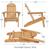 TimberSeat — Set of 2 Solid Wood Folding Adirondack Chairs (Weather-Resistant, 300lb Capacity)