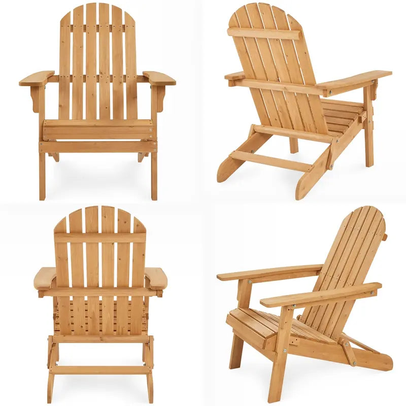 TimberSeat — Set of 2 Solid Wood Folding Adirondack Chairs (Weather-Resistant, 300lb Capacity)