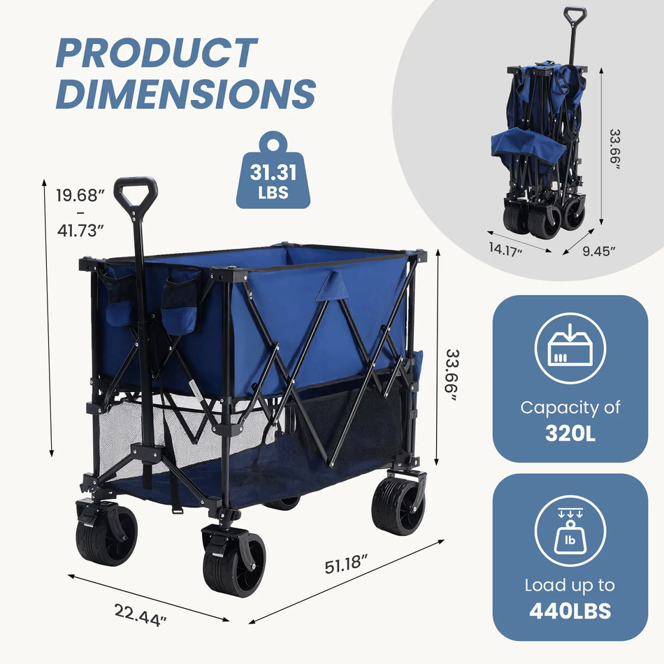 CarryForge™ Large Capacity Double Deck Folding Wagon
