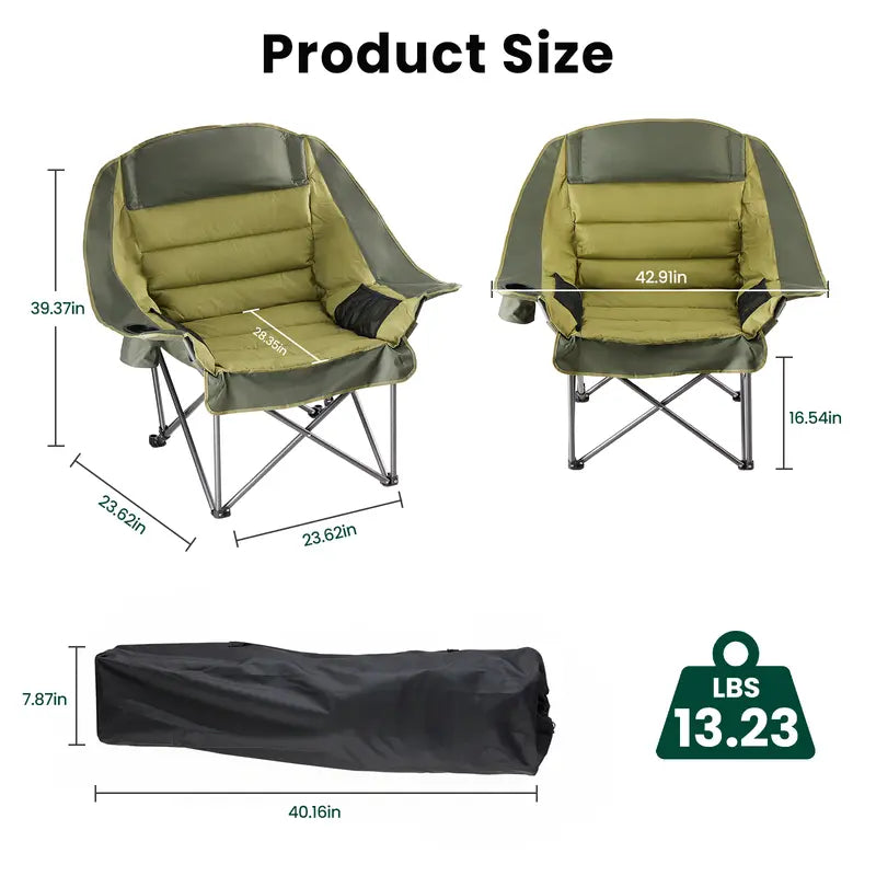 TrailThrone — Oversized Padded Folding Lounge Chair with Carry Bag