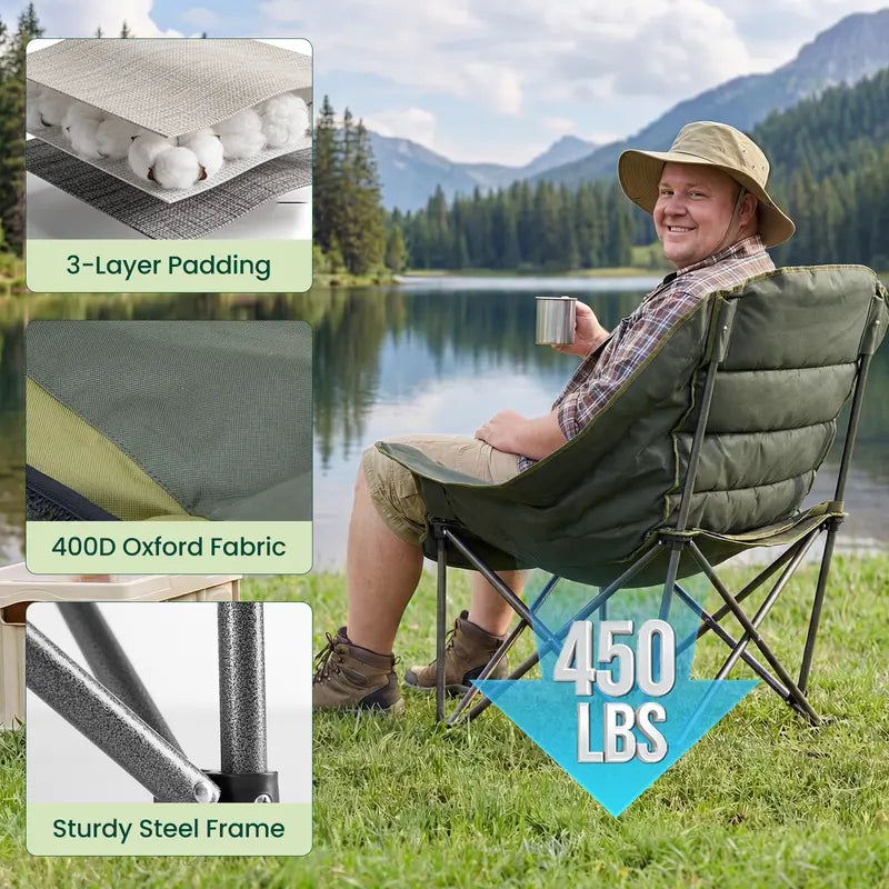 TrailThrone — Oversized Padded Folding Lounge Chair with Carry Bag