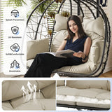 SwingNest — Double Hanging Egg Chair with 700lb Capacity & Thick Cushion (Folds Flat)