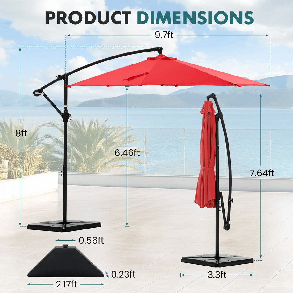 ShadeMaster Pro — 10ft Cantilever Patio Umbrella with Base