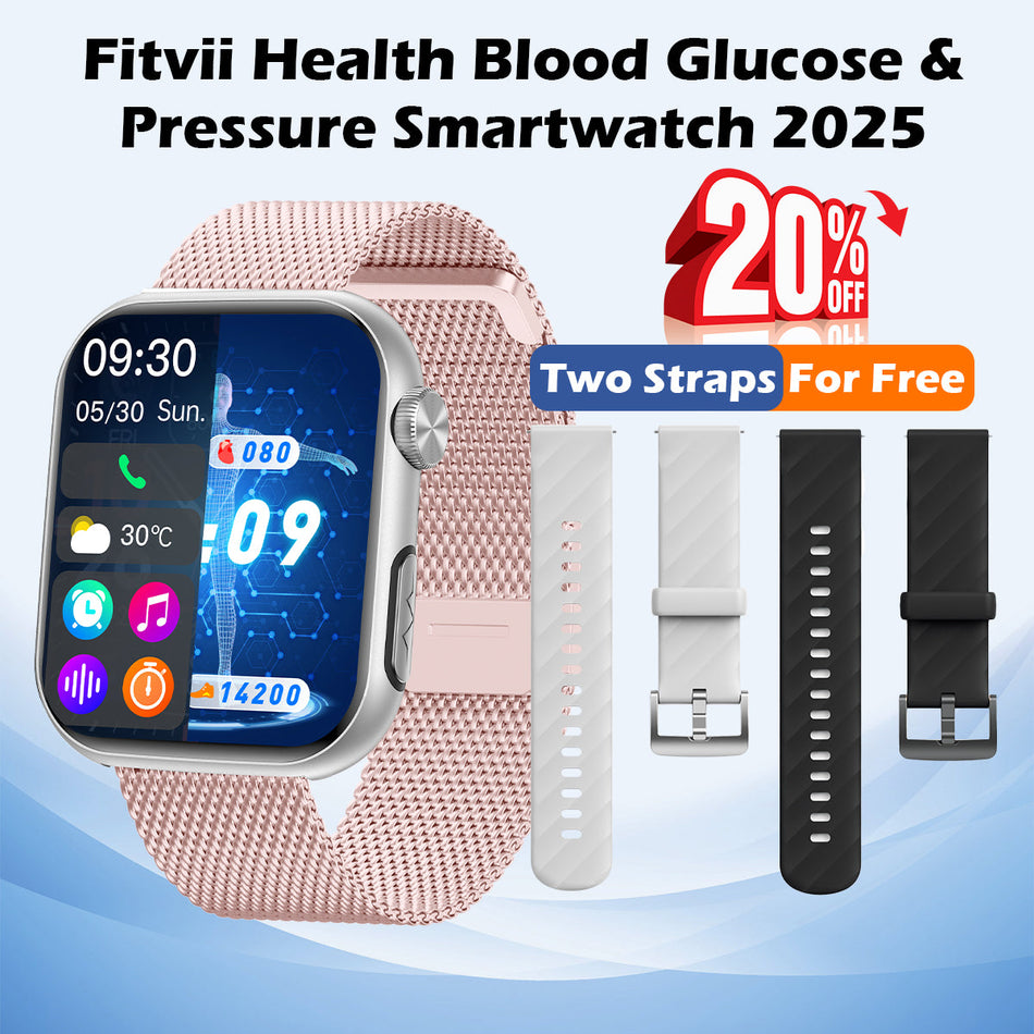 FitVII® GT5 Pro Max All-in-one Health Watch With Blood Pressure + EKG + Heart Rate + Temperature + Stress + Exercise + Blood Oxygen + Sleep + Uric Acid + Blood Fat Monitoring 2026-9 Colors with Gift Straps