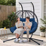 SwingNest — Double Hanging Egg Chair with 700lb Capacity & Thick Cushion (Folds Flat)