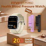 FitVII® GT5 Pro Max All-in-one Health Watch With Blood Pressure + EKG + Heart Rate + Temperature + Stress + Exercise + Blood Oxygen + Sleep + Uric Acid + Blood Fat Monitoring 2026-9 Colors with Gift Straps