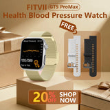 FitVII® GT5 Pro Max All-in-one Health Watch With Blood Pressure + EKG + Heart Rate + Temperature + Stress + Exercise + Blood Oxygen + Sleep + Uric Acid + Blood Fat Monitoring 2026-9 Colors with Gift Straps