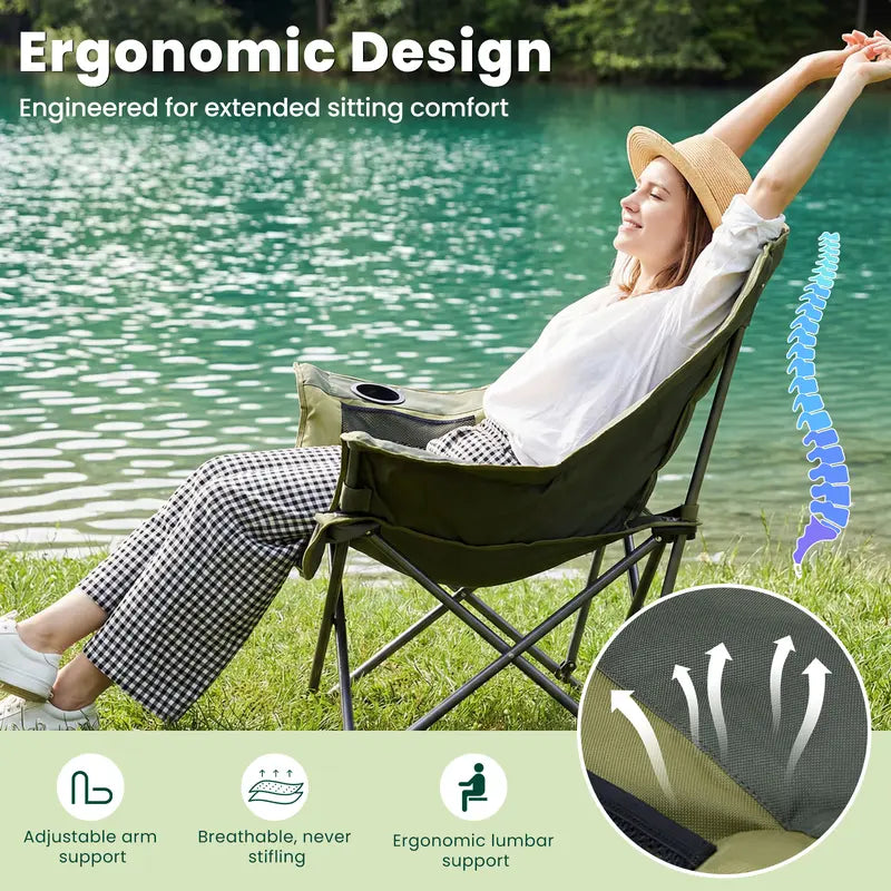 TrailThrone — Oversized Padded Folding Lounge Chair with Carry Bag