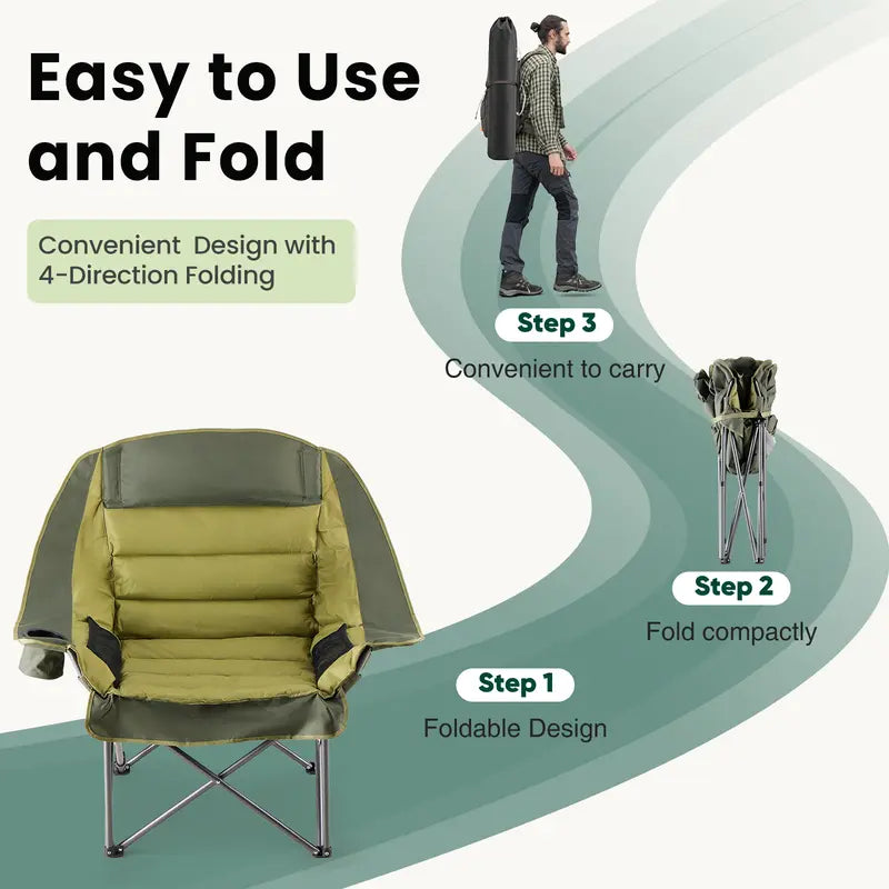 TrailThrone — Oversized Padded Folding Lounge Chair with Carry Bag