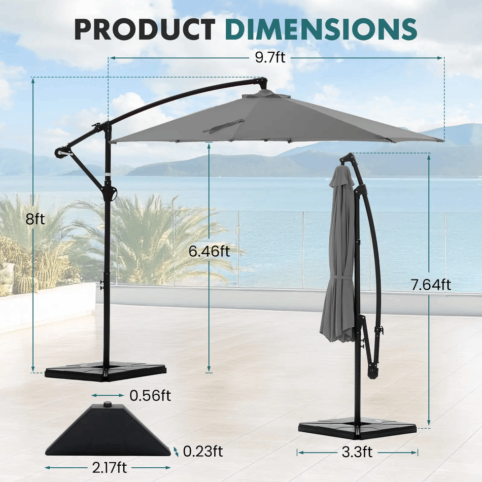 ShadeMaster Pro — 10ft Cantilever Patio Umbrella with Base