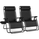 ZenLounger — Extra Wide Zero Gravity Recliner Set of 2 with Cup Holder Tray & Pillow