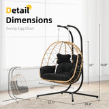 SwingNest — Double Hanging Egg Chair with 700lb Capacity & Thick Cushion (Folds Flat)