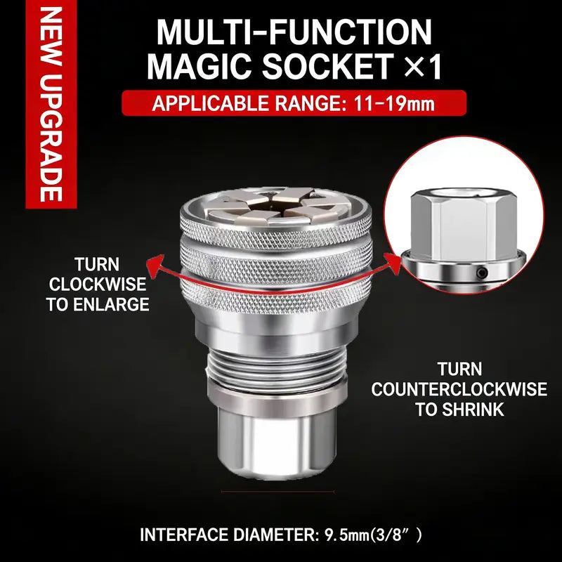 GripAll™ Universal Socket — Fits Any Bolt, Any Size, Any Tool