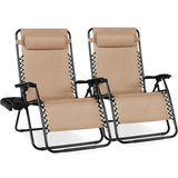 ZenLounger — Extra Wide Zero Gravity Recliner Set of 2 with Cup Holder Tray & Pillow