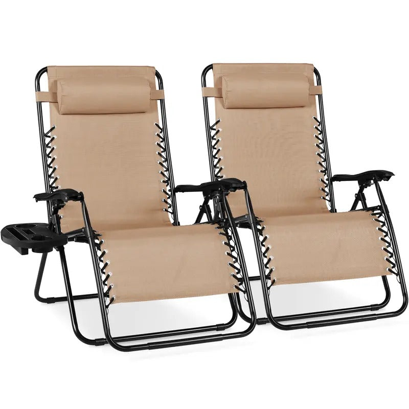ZenLounger — Extra Wide Zero Gravity Recliner Set of 2 with Cup Holder Tray & Pillow